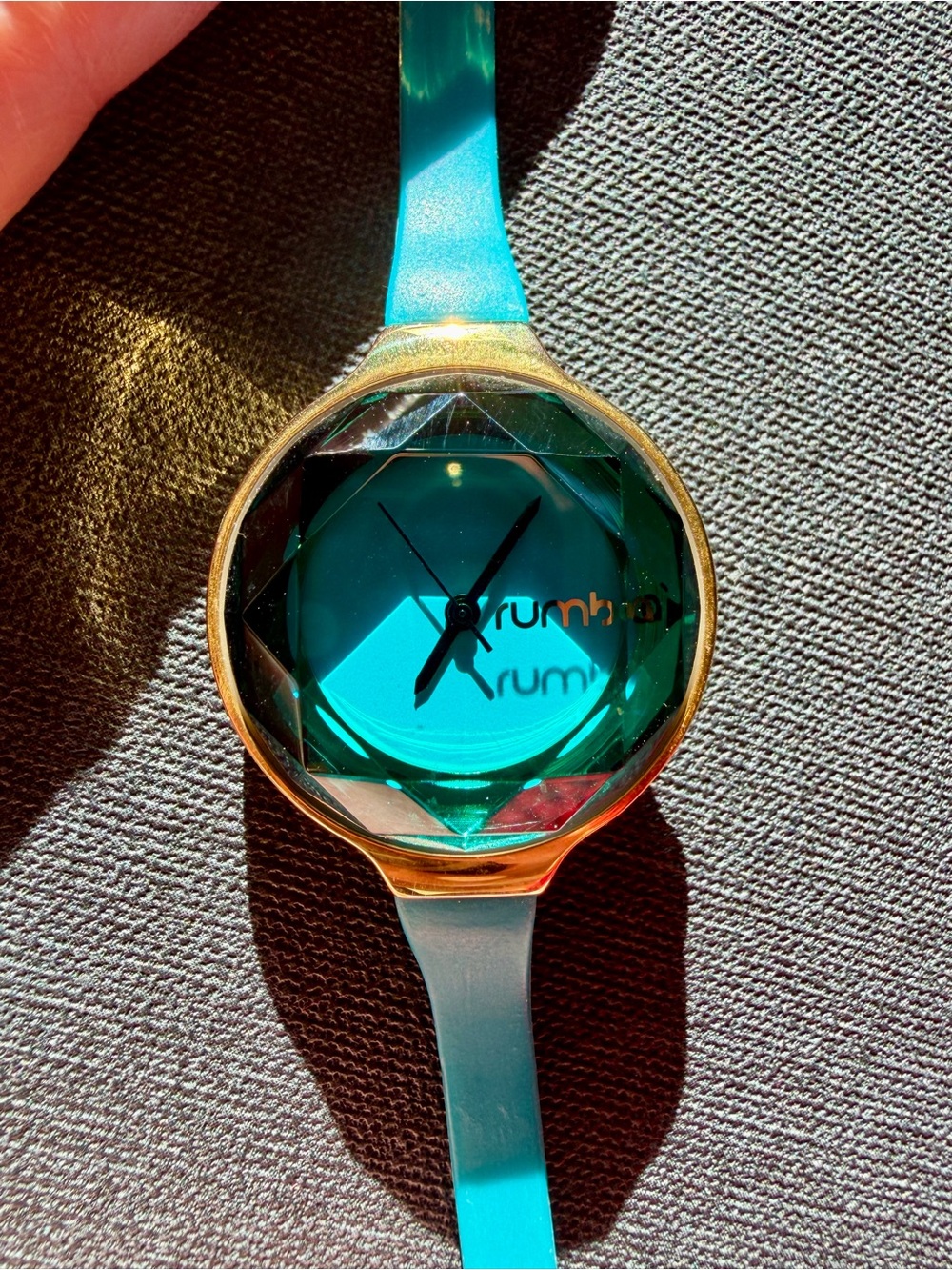 Women's Teal Faceted Crystal Dial Watch -